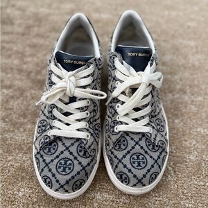 Tory Burch Navy and Cream Logo Sneakers